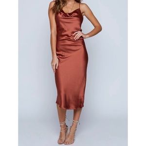 Beginning Boutique Schiffer Slip Dress Rust